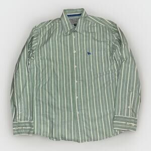 Rewire Clothing Co Green White Striped Button Down Shirt Men’s Large 22x28